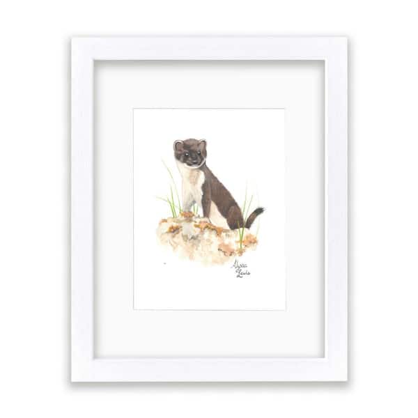 Unbranded Woodland Tinies "Otter" by Alyssa Lewis Individual White Framed with Mat Animal Art Print 24 in. x 18 in.