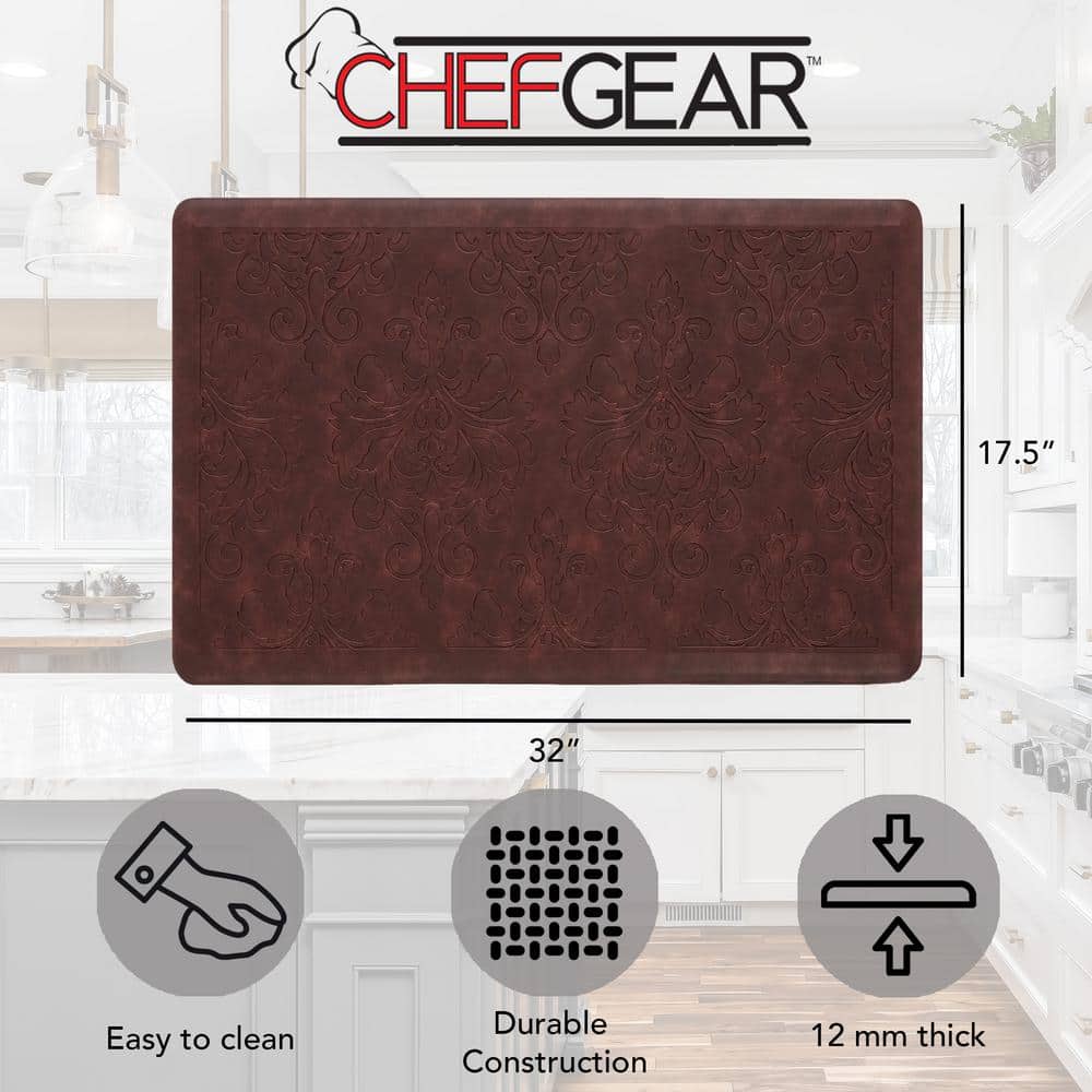 Marni Red Faux Leather Anti-Fatigue Kitchen Mat