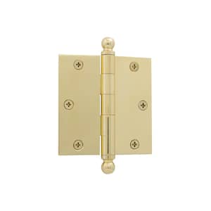 3.5 in. Ball Tip Residential Hinge with Square Corners in Polished Brass
