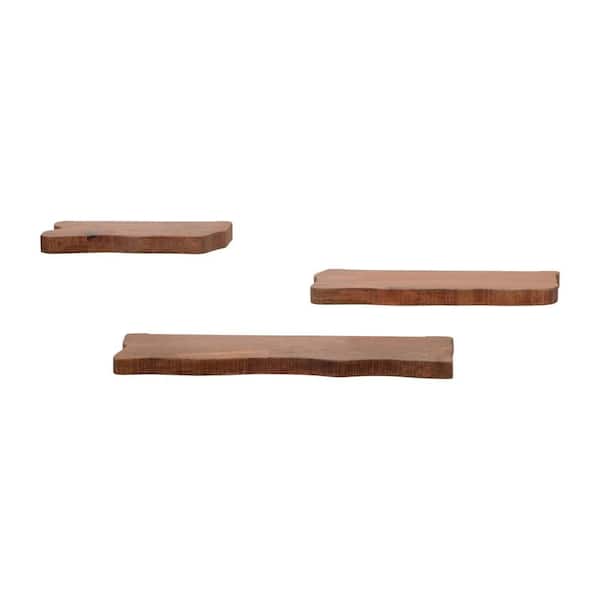18 in. D x 6 in. W Brown Mango Wood Floating Decorative Wall Shelf