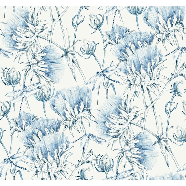 A-Street Prints Blue Mariell Dragonfly Wallpaper Border Sample