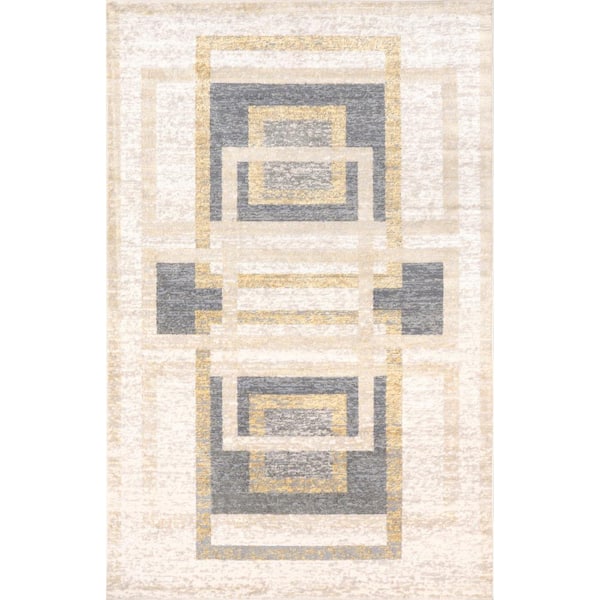 nuLOOM Rey Transitional Geometric Beige 8 ft. x 10 ft. Area Rug