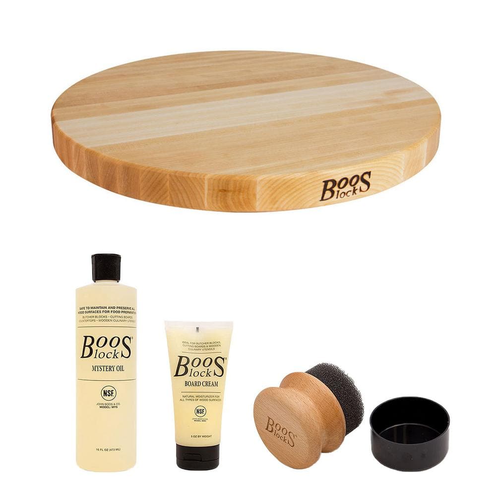 JOHN BOOS 18 In X 18 In Round Wooden End Grain Cutting Board With   Brown John Boos Cutting Boards R18 Myscrmapp 64 1000 