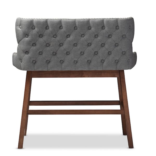 Baxton Studio Gradisca Gray Fabric Upholstered Bar Bench 28862