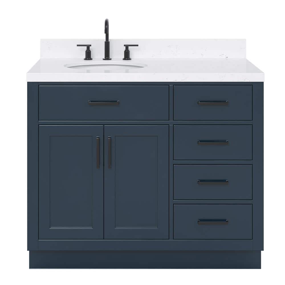 Midnight Blue 42" Freestanding Single Basin Vanity Set with Hardwood Plywood
