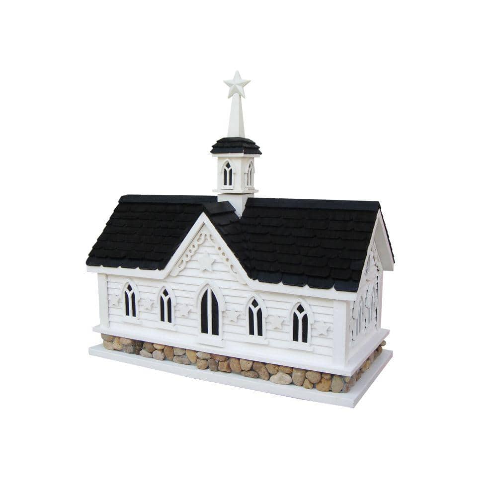 White and Black River Stone Star Barn Birdhouse