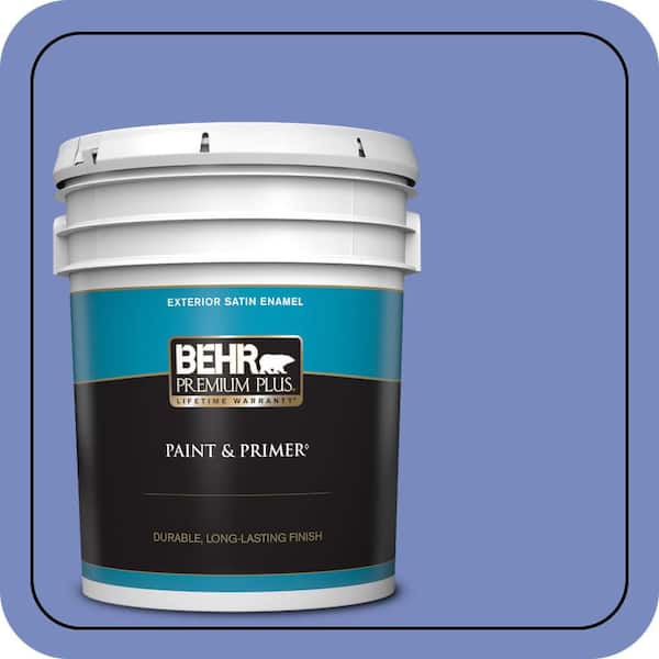 BEHR PREMIUM PLUS 5 gal. #600B-5 Larkspur Bouquet Satin Enamel Exterior Paint & Primer