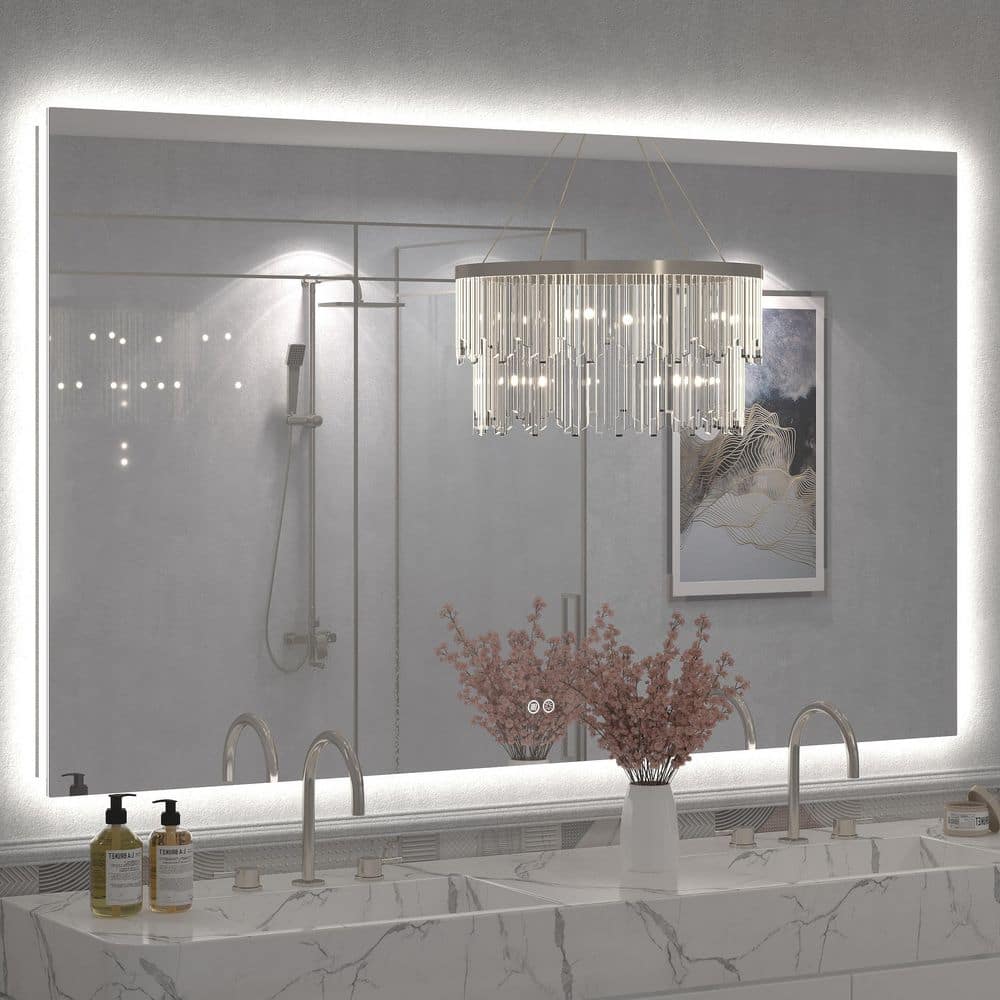 66 in. W x 40 in. H Rectangular Frameless Super Bright Backlited LED Anti-Fog Tempered Glass Wall Bathroom Vanity Mirror price history on PriceWatchPro