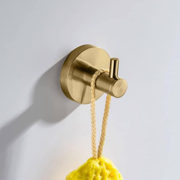 Bathroom Accessories Knob Robe/Towel Hook Wall Mounted in Brushed Brass