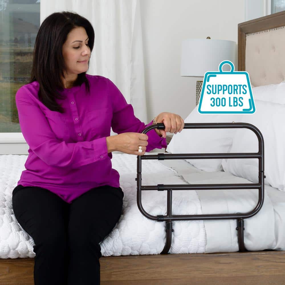Adjustable Black Steel Bedside Safety Rail with Extendable Handle