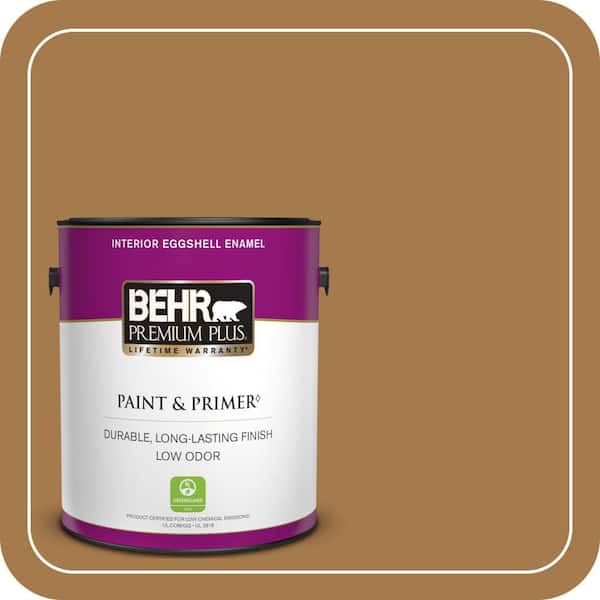 BEHR PREMIUM PLUS 1 gal. Home Decorators Collection #HDC-CL-18A Butter Caramel Eggshell Enamel Low Odor Interior Paint & Primer