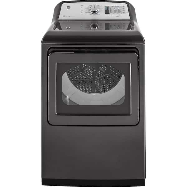 GE 7.4 cu. ft. Smart 120 Volt Diamond Gray Gas Vented Dryer with Steam, ENERGY STAR