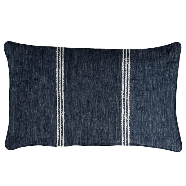 SORRA HOME Sorra Home Sunbrella Lengthen Indigo Rectangle Outdoor Lumbar Pillow