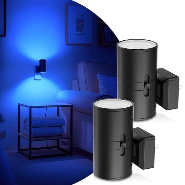 Blue Night Light Plug into Wall, Dimmable 0-100LM with Dusk-to-Dawn Sensor for Bathroom, Hallway, or Bedroom (4-Pack)