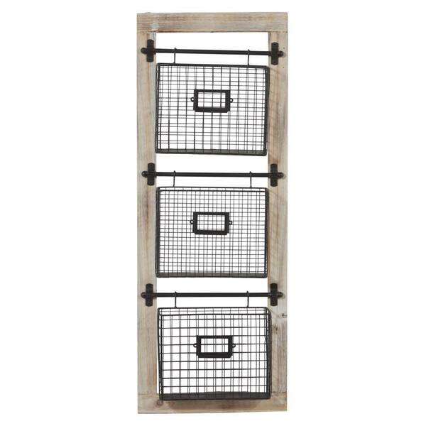 Litton Lane Black Wall Mounted Magazine Rack Holder with Suspended ...