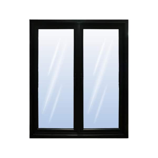 Avora Elite 72" x 80" Pano Folding Door in Black with Left Side Stacked in Aluminum and Right Hand Lock
