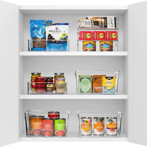 10 Pack Clear Plastic Storage Bins for fridge and Pantry Stackable organizer set