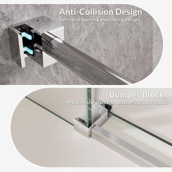 SHAAMA 60 in. W x 76 in. H Single Sliding Frameless Shower Door in
