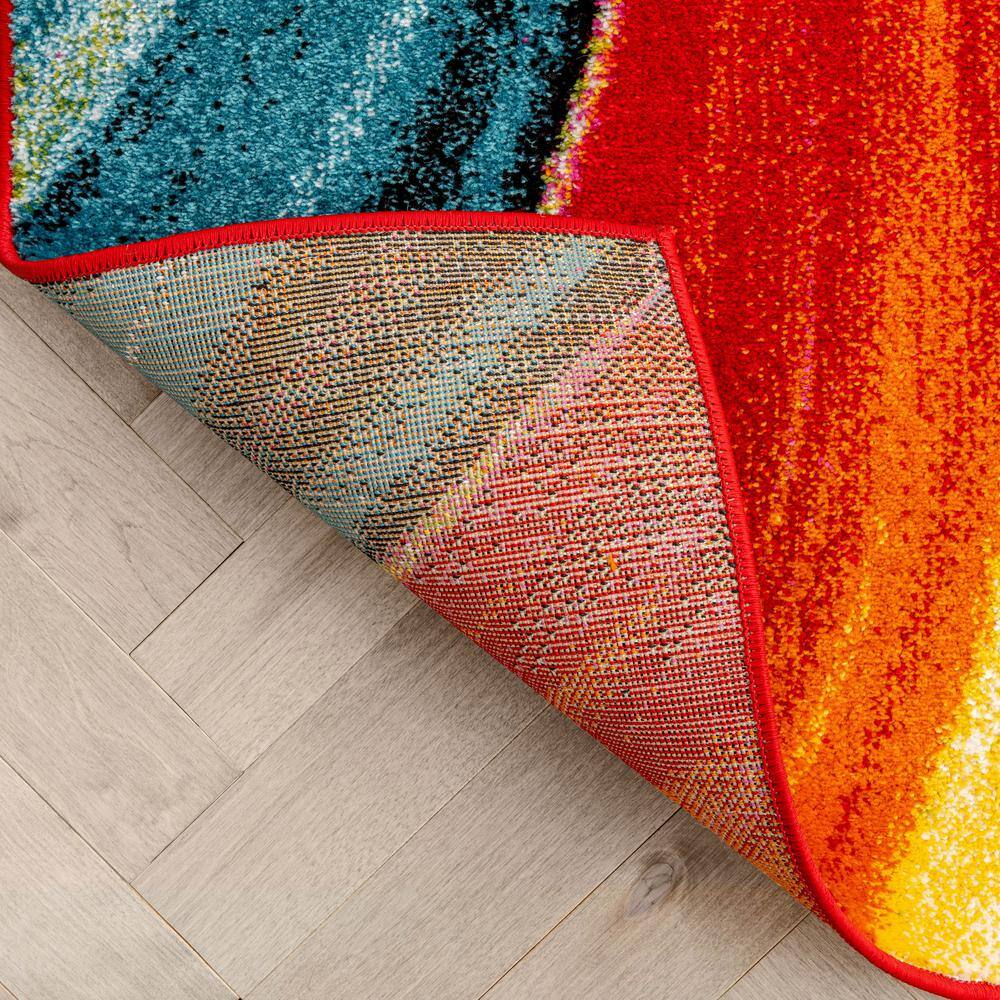 Viva Multicolor Abstract 5' x 7' Stain-Resistant Rug