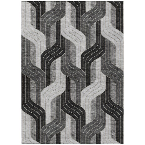 Chantille Machine Washable Indoor/Outdoor Abstract ACN2422 Black 10 ft. x 14 ft. Area Rug