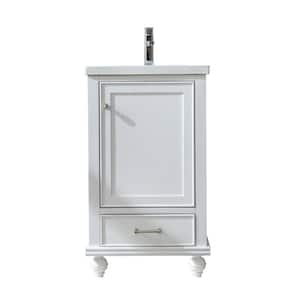 Melissa 20.5 in. W x 16 in. D x 34.5 in. H Bath Vanity in Grain White with Ceramic Vanity Top in White with White Sink