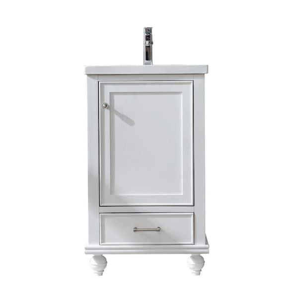 Melissa 20.5 in. W x 16 in. D x 34.5 in. H Bath Vanity in Grain White with Ceramic Vanity Top in White with White Sink