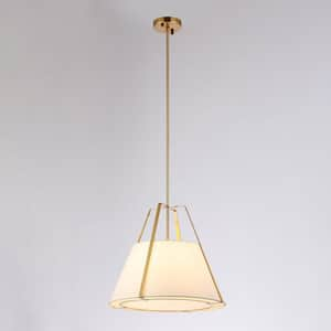 Luna 1-Light Gold White Single Pendant Light with Fabric Shade, Modern & Minimalist Design