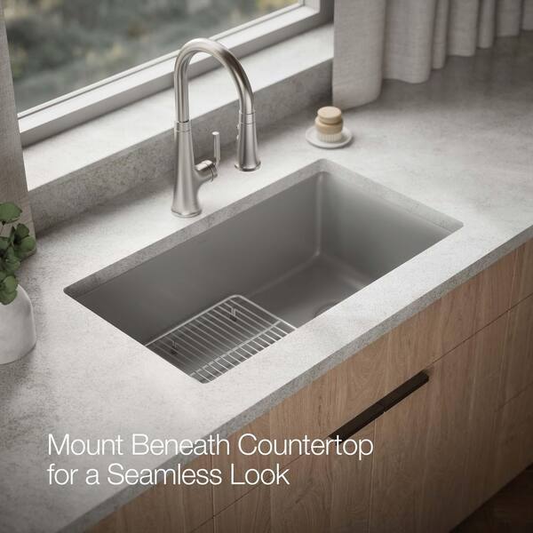 KOHLER Kennon Matte Grey Solid Surface 33 in. Single Bowl Drop-In
