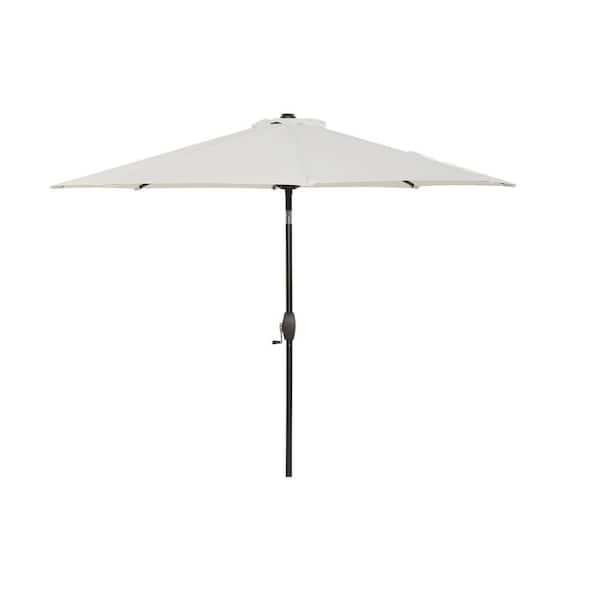 maocao hoom 9 ft. Aluminum Outdoor Market Patio Umbrella with Push Button Tilt and Crank in White