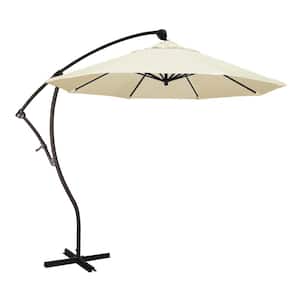 9 ft. Bronze Aluminum Cantilever Patio Umbrella with Crank Open 360 Rotation in Canvas Sunbrella