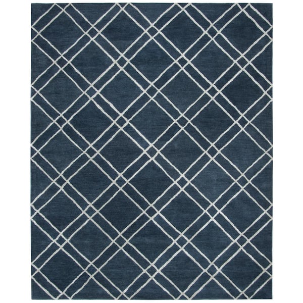 SAFAVIEH Himalaya Navy/Silver 9 ft. x 12 ft. Geometric Diamonds Area Rug