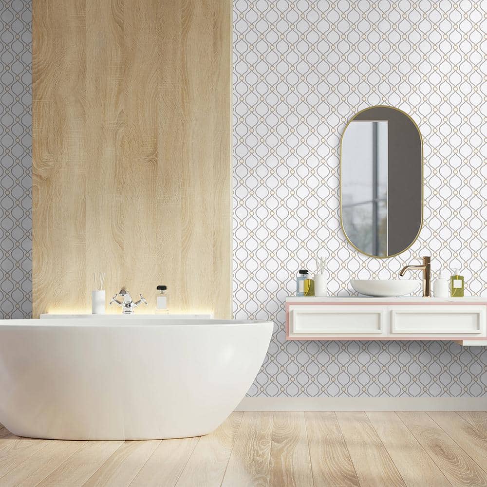 Platinum Geometric Self-Adhesive Vinyl Wallpaper, 20.5" x 216"