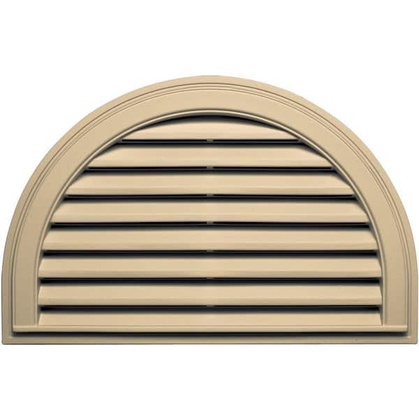 Builders Edge 34.1875 in. x 22.128 in. Half Round Brown/Tan Plastic Built-in Screen Gable Louver Vent