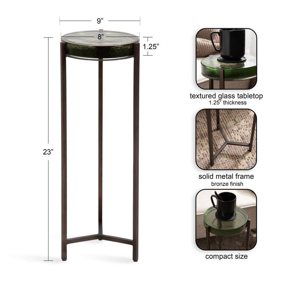 Aguilar 9 in. Green Round Metal End Table - thumbnail 4
