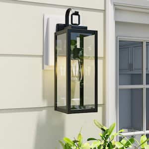 1-Light Matte Black Outdoor Modern Wall Lamps Sconce for Patio Front Door Entryway with Clear Glass (2-Pack)