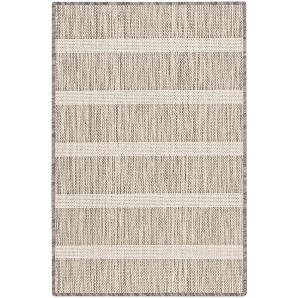 Positano Grey Ivory 2 ft. x 3 ft. Stripes Contemporary Area Rug
