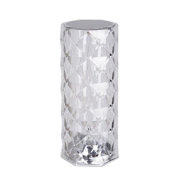 Catalina Lighting Prismatic 8.4 in. Clear Bedside Table Lamp with Clear Acrylic Shade