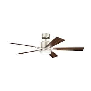 Lucian Elite 52 in. Indoor Brushed Nickel Downrod Mount Ceiling Fan with Integrated LED with Wall Control Included