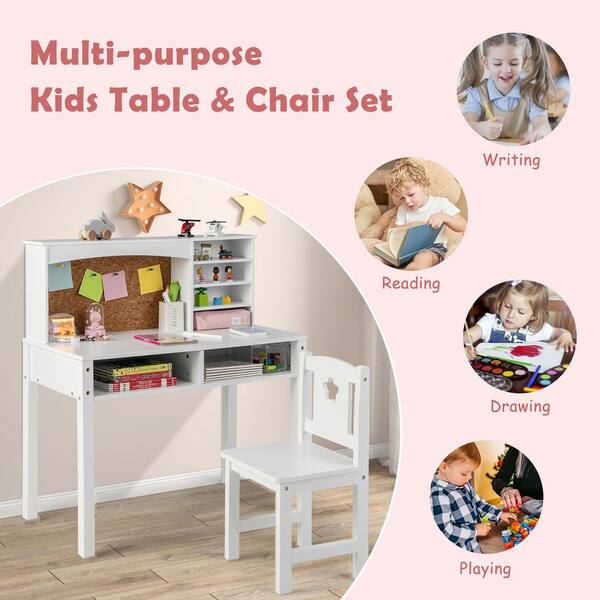 OYAJIA Adjustable Kids Desk And Chair Set | Compact Writing Home Table For Children