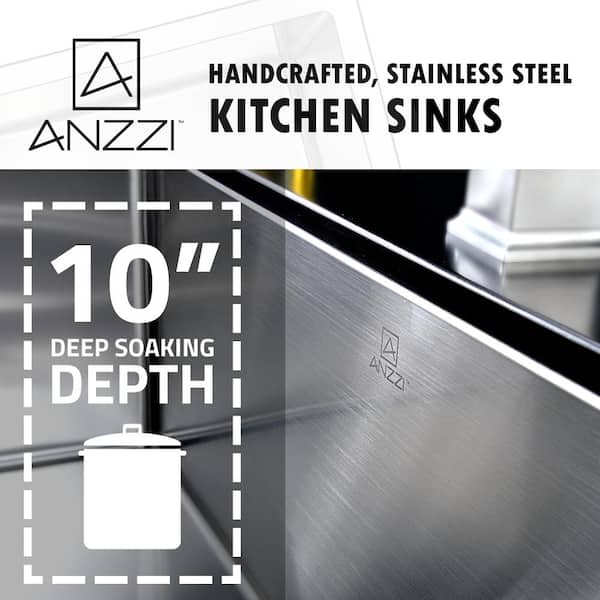 ANZZI VANGUARD Series Undermount Stainless Steel 32 in. 0-Hole