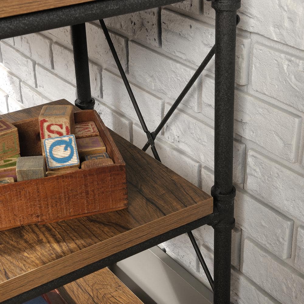 Iron City Black Metal and Oak Wood Desk with Shelves