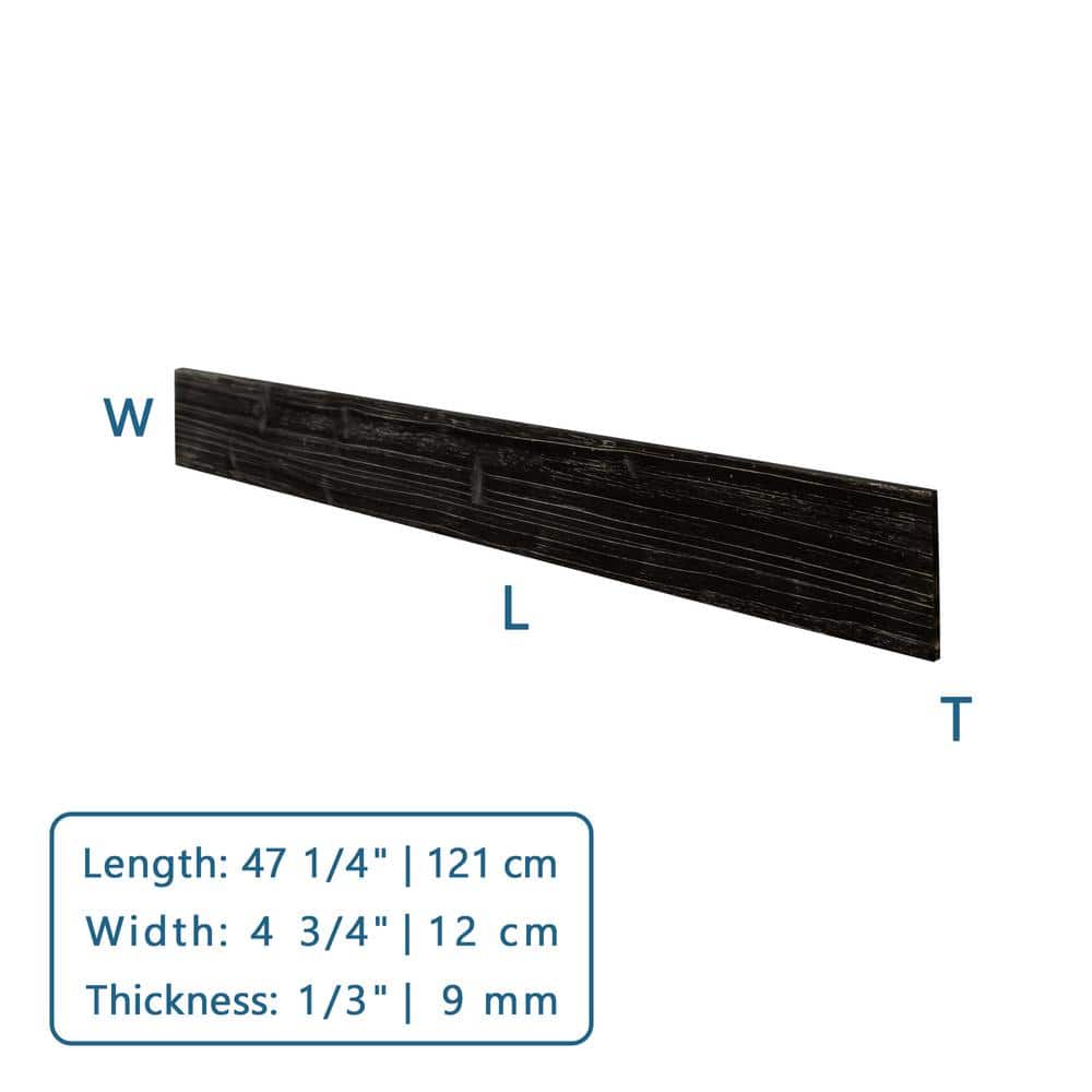 Charcoal Black Solid Pine Wood Wall Planks Set