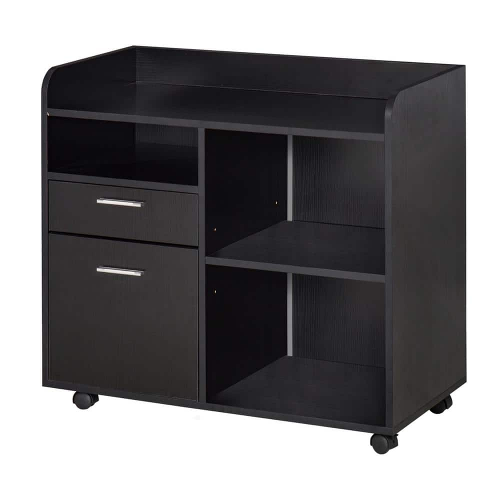 Vinsetto Black Mobile Filing Cabinet Printer Stand with 2-Drawers, 3 ...