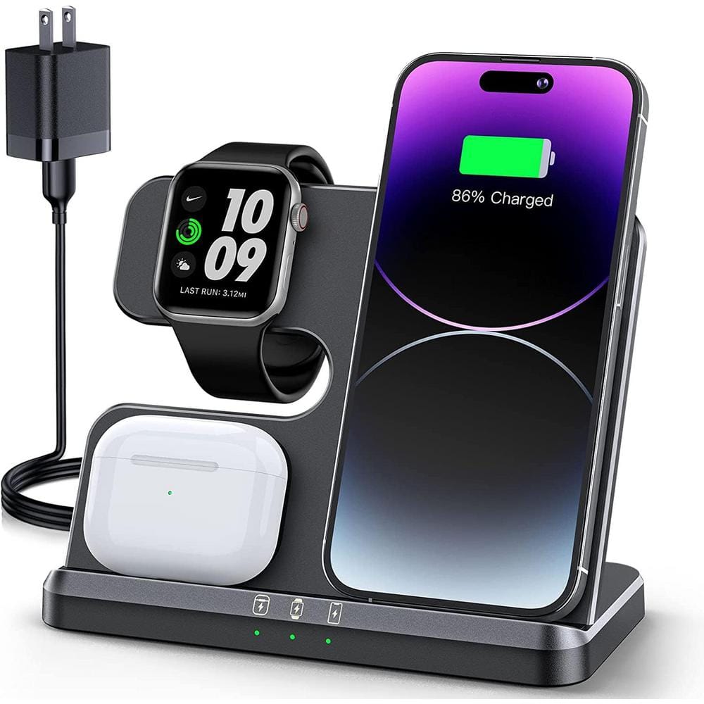 Wireless Charger 3-in-1 Charging Station for Multiple Devices, Phone, Watch