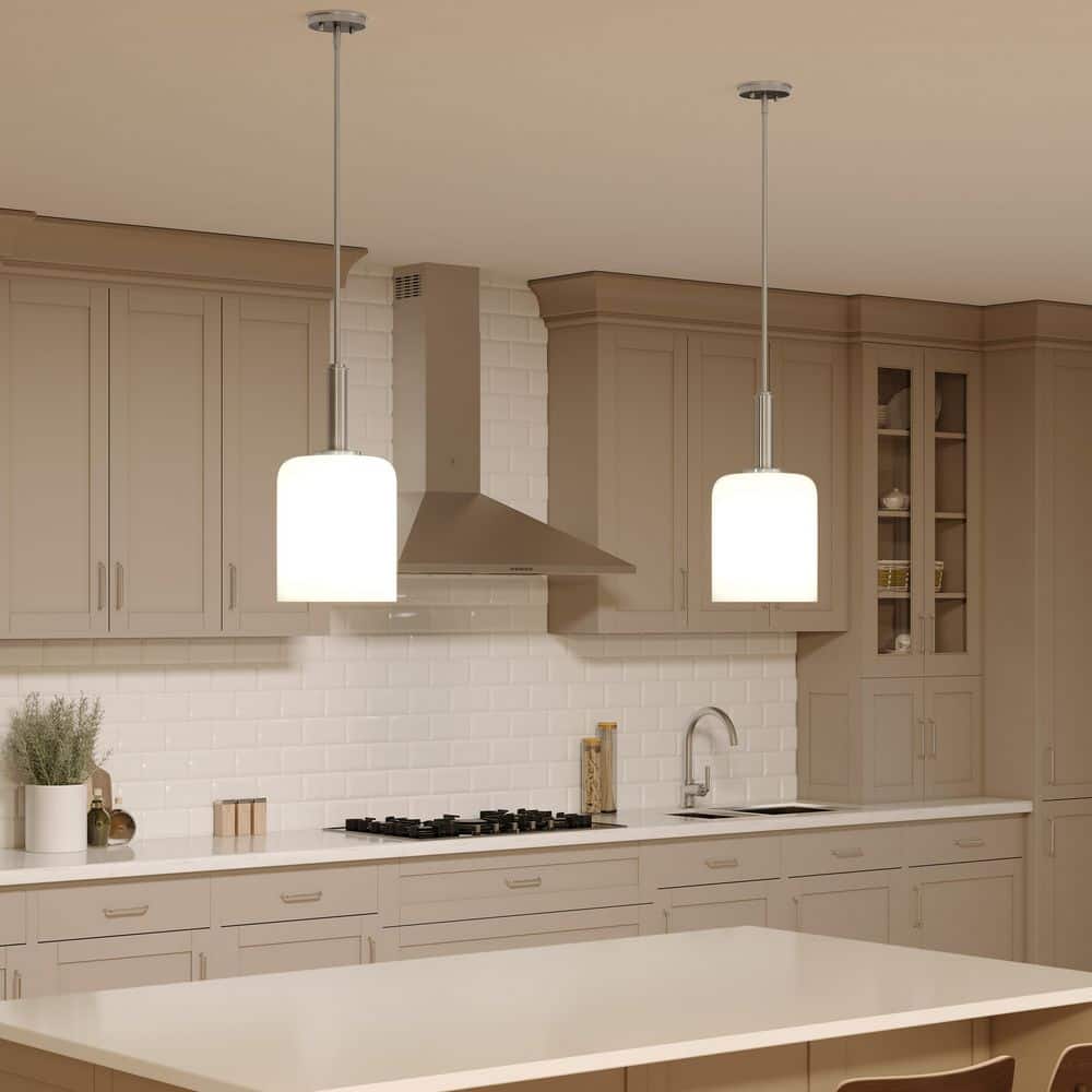 Reines 60-Watt 1-Light Brushed Nickel New Traditional Pendant with Opal Glass Shade price history on PriceWatchPro