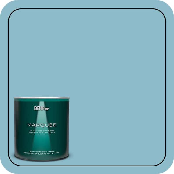 BEHR MARQUEE 1 qt. #S460-3 Blue Echo One-Coat Hide Semi-Gloss Enamel Interior Paint & Primer