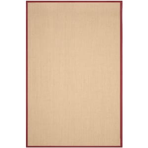 Natural Fiber Maize/Burgundy 6 ft. x 9 ft. Border Area Rug