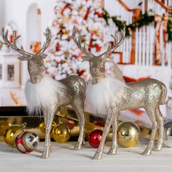 ORNATIVITY 12 in. Gold Glitter Christmas Reindeer - Holiday Deer ...
