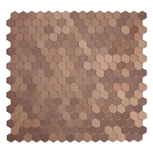 Hexagonia Dark Copper 11.89 in. x 11.46 in. x 5 mm Metal Peel and Stick Wall Mosaic Tile (5.68 sq.ft/Case)