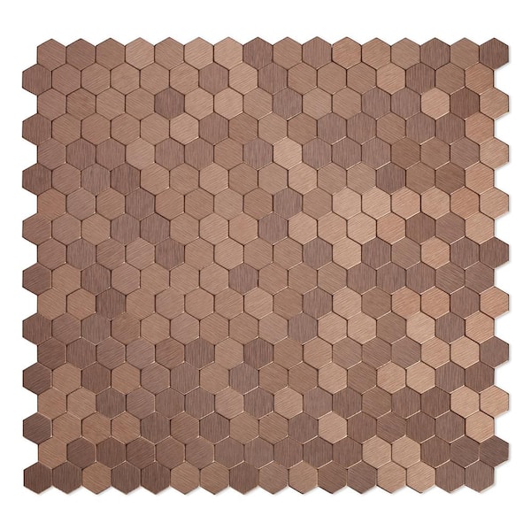 Inoxia SpeedTiles Hexagonia Dark Copper 11.89 in. x 11.46 in. x 5 mm Metal Peel and Stick Wall Mosaic Tile (5.68 sq.ft/Case)